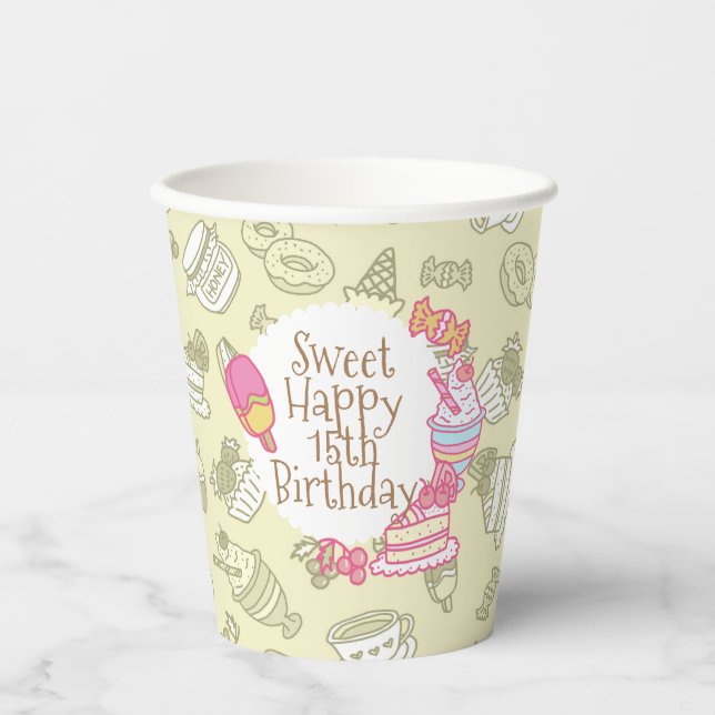 Vasos De Papel Panadería dulce y bebidas verdes (Anverso)