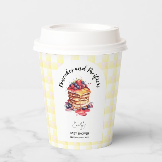 Vasos De Papel Pancakes and Pacificadores Gingham Plaid Baby Show (Anverso)