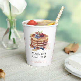 Vasos De Papel Pancakes & Pacifiers Pink Gingham Girl Baby Shower