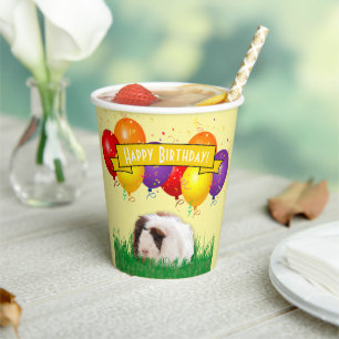 Vasos De Papel Pancarta amarilla de los niños cumpleaños de Guine