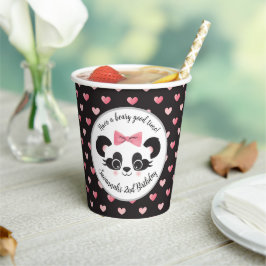 Vasos De Papel Panda Bear Pink Girls Birday Party