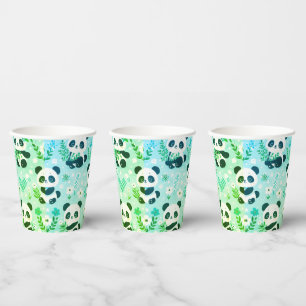 Vasos De Papel Panda Patrón de oso Impresión verde
