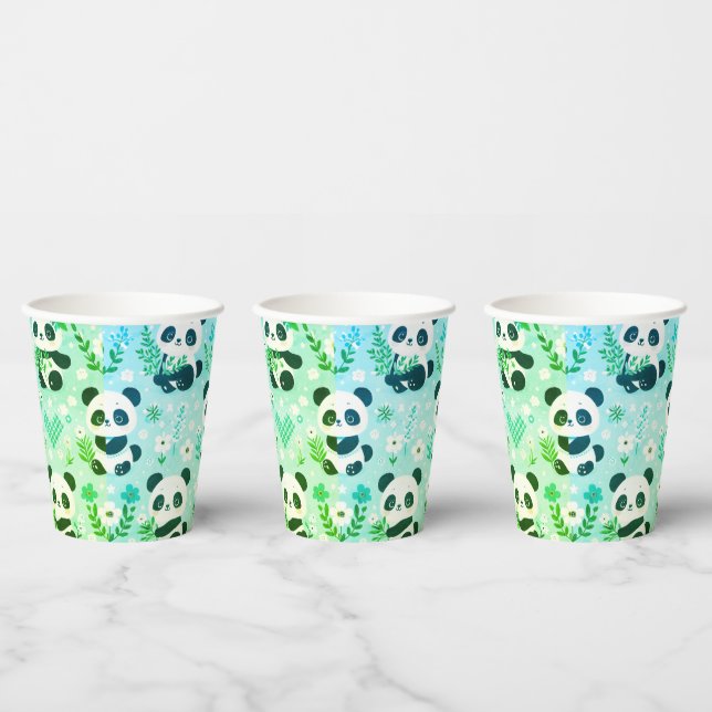 Vasos De Papel Panda Patrón de oso Impresión verde (Multi)