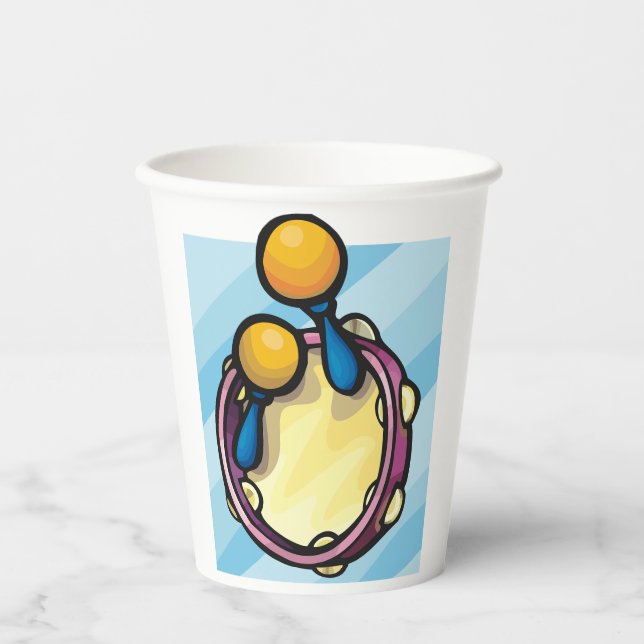 Vasos De Papel Pandereta y Maracas (Anverso)