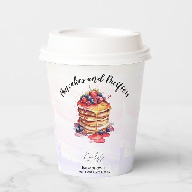 Vasos De Papel Panqueques y Pacificadores Brunch Baby Shower (Anverso)