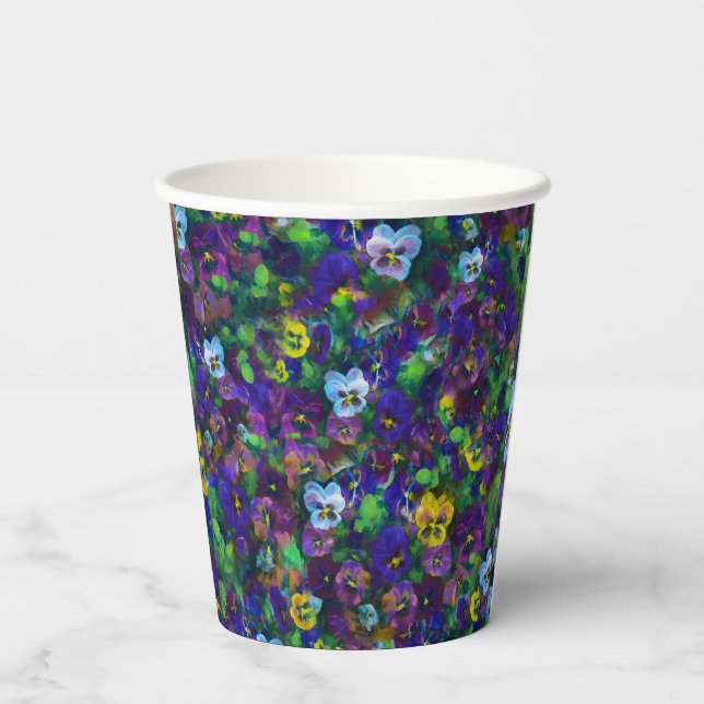 Vasos De Papel Pansies [púrpura] (Reverso )