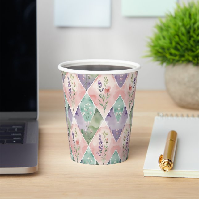 Vasos De Papel Pañuelo de flores de acuarela (in situ)