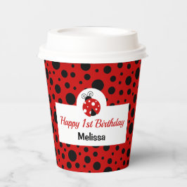 Vasos De Papel Pañuelo Red Black Polka Dots Kids Cumpleaños