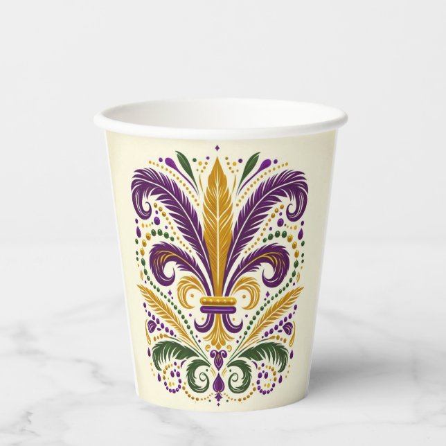 Vasos De Papel Pañuelos de lis amarillo, violeta verde (Anverso)