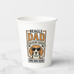 Vasos De Papel Papá Beagle Impulsado por Café y Camiseta de Pelo