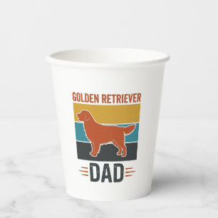 Vasos De Papel Papá Golden Retriever Diseño Vintage Amante Perros