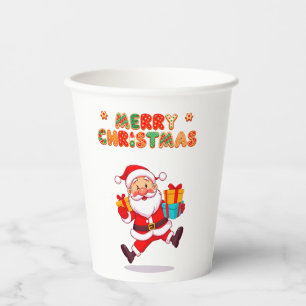 Vasos De Papel Papá Noel de dibujos animados alegres