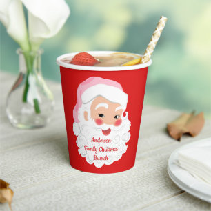 Vasos De Papel Papá Noel en la Navidad Gorra Rosado