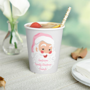 Vasos De Papel Papá Noel en la Navidad Gorra Rosado