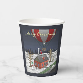 Vasos De Papel Papá Noel entrega regalos de Navidad