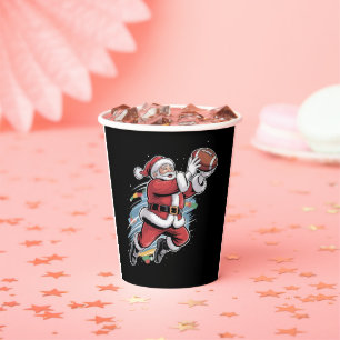 Vasos De Papel Papá Noel jugando fútbol americano Navidad 