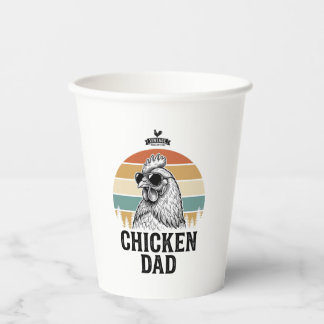 Vasos De Papel Papá Pollo Vintage Atardecer Divertido Camiseta Am