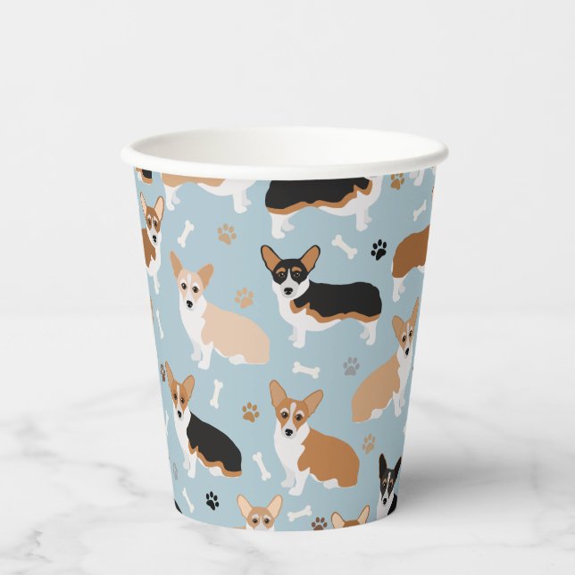 Vasos De Papel Papas y huesos de perro de Corgi (Anverso)