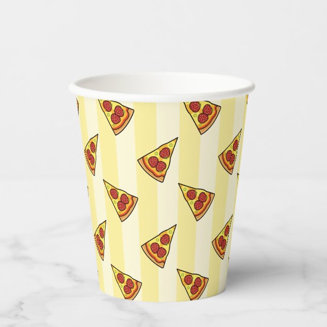 Vasos De Papel Papel de ajuste del patrón Pizza (Anverso)