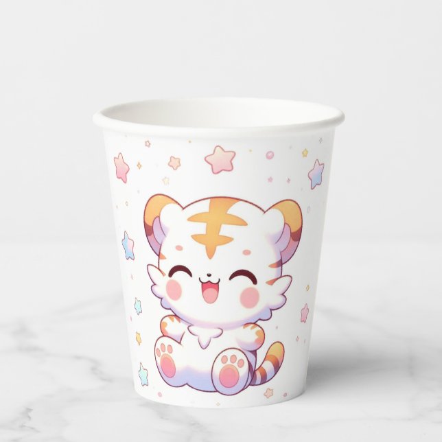 Vasos De Papel Papel de Baby Shower Boho Tiger (Anverso)