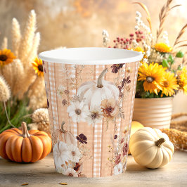 Vasos De Papel Papel de Baby Shower floral de la calabaza de otoñ