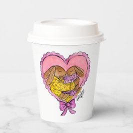 Vasos De Papel Papel de conejo madre e hija cuchara de bebé