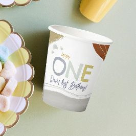 Vasos De Papel Papel de cumpleaños de niño, uno, feliz, moderno, 