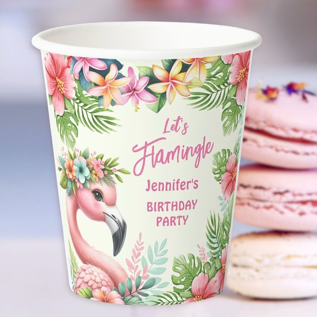 Vasos De Papel Papel de cumpleaños rosado del flamenco Chica Flam (Subido por el creador)