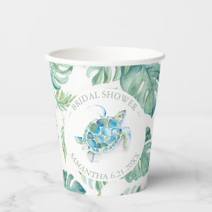 Vasos De Papel Papel de ducha de novia cuelga tortuga marina trop