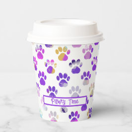 Vasos De Papel Papel de Fiesta de Huella de Animal Morado Rosa