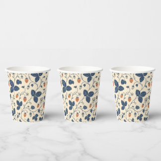 Vasos De Papel Papel de Fresa Silvestre Ledger Botánicos Vintage