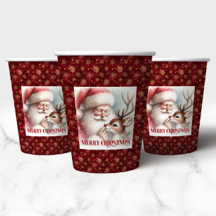 Vasos De Papel Papel de Navidad de dibujos animados de Santa Clau