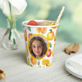 Vasos De Papel Papel de nombre y foto temática de varios frutos