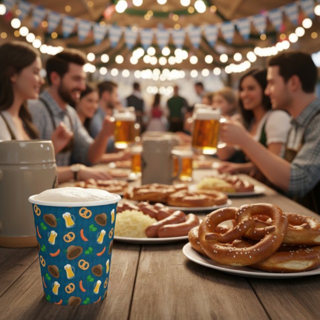 Vasos De Papel Papel de patrón de cerveza Oktoberfest, Pretzel y  (Subido por el creador)