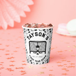 Vasos De Papel Papel de primer año y primer cumpleaños de hockey