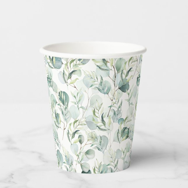 Vasos De Papel Papel Eucalyptus Cubre Ducha Verde de Novias (Anverso)