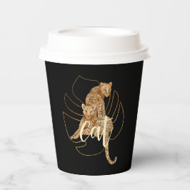 Vasos De Papel Papel negro de leopardo