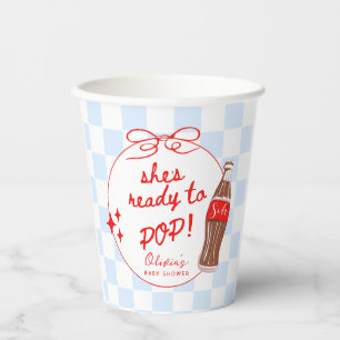 Vasos De Papel Papel para Baby Shower Blue Ready To Pop Soda Pop 