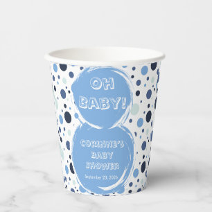 Vasos De Papel Papel para baby shower de lunares azules