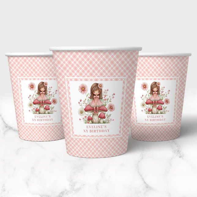 Vasos De Papel Papel para Fiesta de Cumpleaños Pastel Blush Cute  (Pastel Blush Cute Fairy 5th Birthday Party Paper Cups)