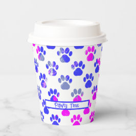 Vasos De Papel Papel para Pawty con Silueta de Pata de Animal Azu