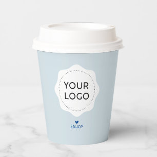 Vasos De Papel Papel personalizado con logotipo de negocio de azu