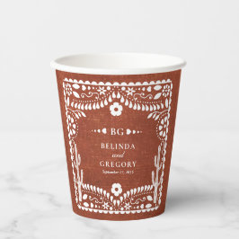 Vasos De Papel Papel Picado Boda Mexican Terracotta Brown Wedding