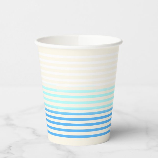 Vasos De Papel Papel rayado Ombre azul (Izquierda)