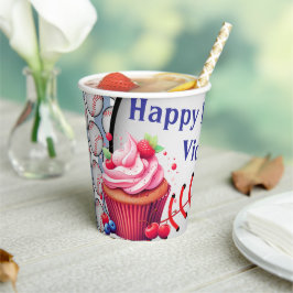 Vasos De Papel Paper Cup Blue White Stripe Birthday Baseball