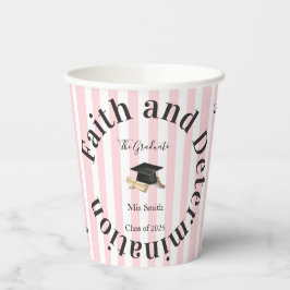 Vasos De Papel Paper Cup Pink & White Stripe Graduate 2026