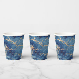 Vasos De Papel Paper Cups (236 ml) - Blue & Gold Pattern