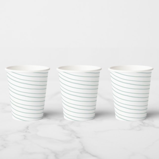 Vasos De Papel Paper Cups (236 ml) - Blue Stripes (Multi)