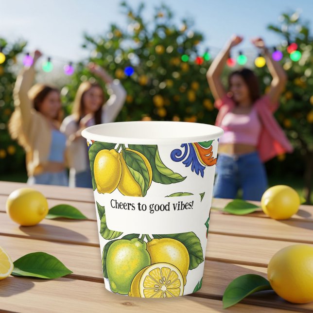 Vasos De Papel Paper Cups Set with Lemon Print – Mediterranean  (Subido por el creador)