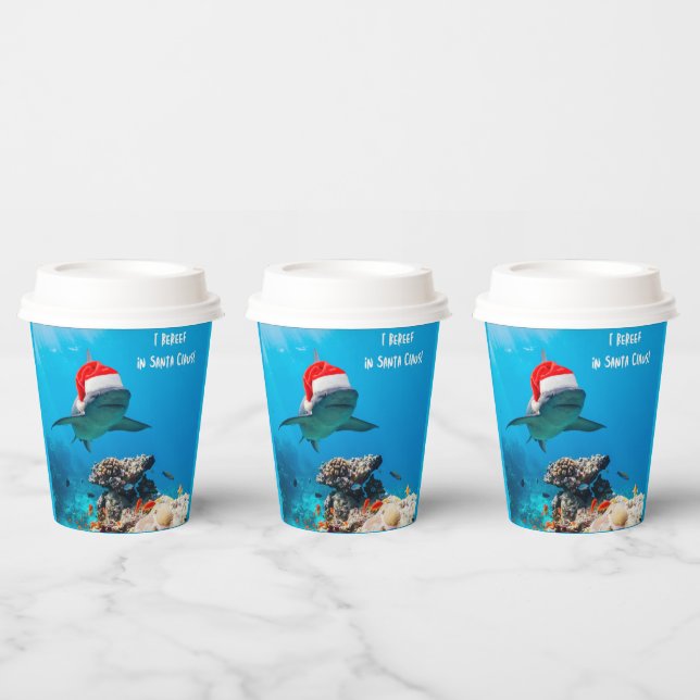 Vasos De Papel Paper cups, Shark Christmas (Multi)